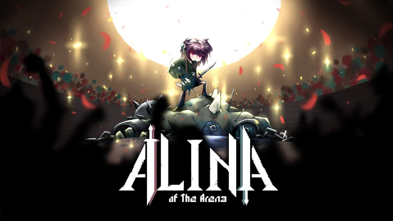 Official Alina of the Arena key art: Alina holding a sword and shield in the arena, alongside the game logo
