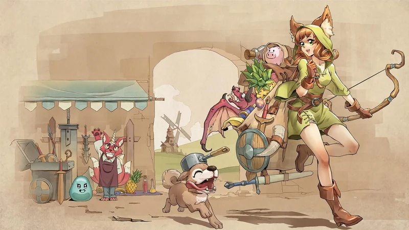Official Backpack Battles artwork showing the Ranger carrying a backpack, items and animals.