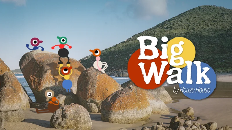 Official Big Walk key art: a colourful group gathered on rocks, with the game logo.