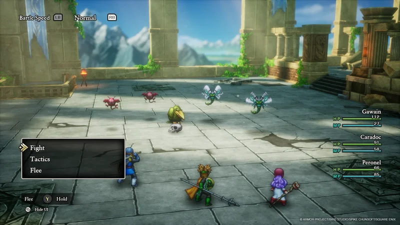ドラゴンクエストII HD-2D RemakeのPC版。3人で戦う戦闘画面