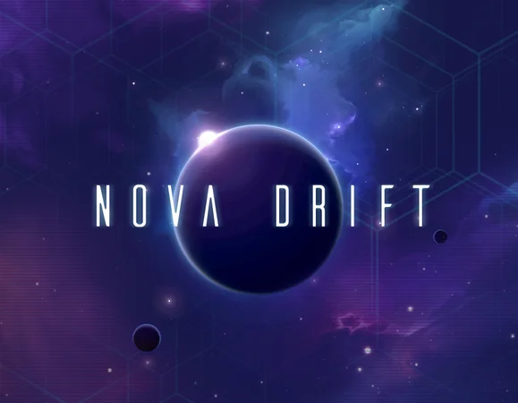 Nova Drift key art with a blue-purple planet and the game logo.
