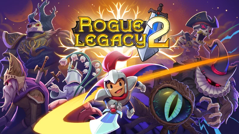 Official Rogue Legacy 2 artwork featuring warriors and the game logo
