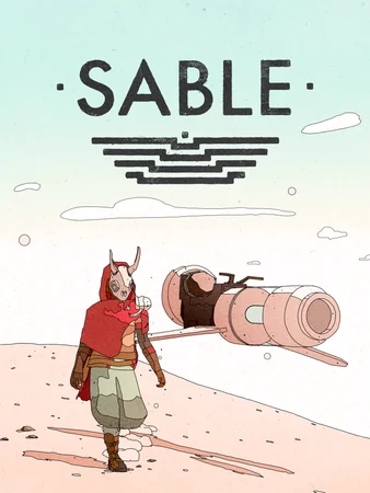 Official Sable portrait artwork: a masked traveler, vehicle, and game logo