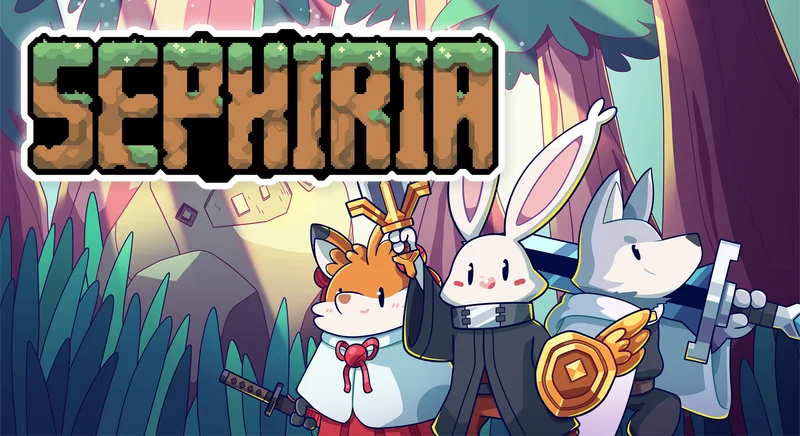 Official Sephiria key art: the game logo and rabbits