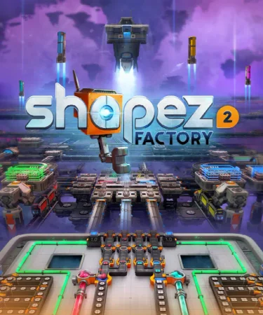 shapez 2 cover art showing the factory and game logo.