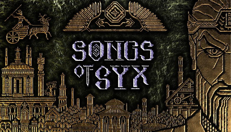 Official Songs of Syx art: a gold city design and the game logo.