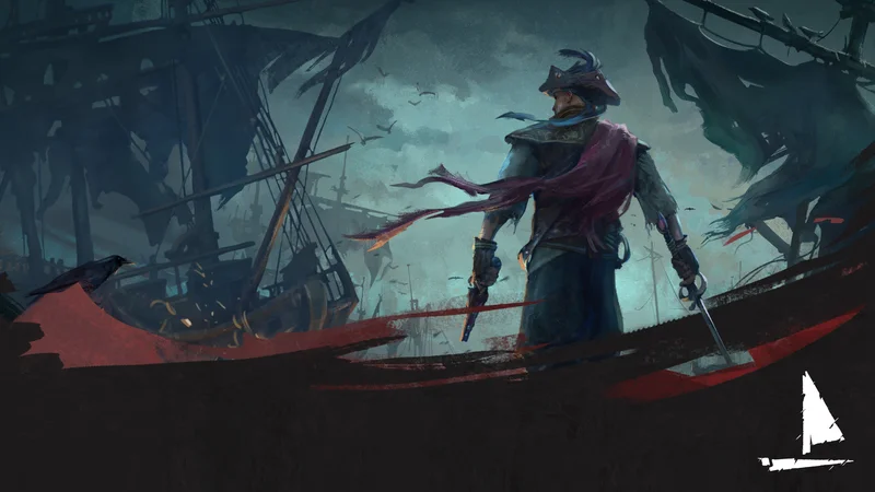Official Windrose key art: a ship and pirates, with the official sail logo at the lower right